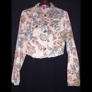Crop Floral Denim Jacket